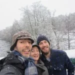 Joan, Solene and John in the snow