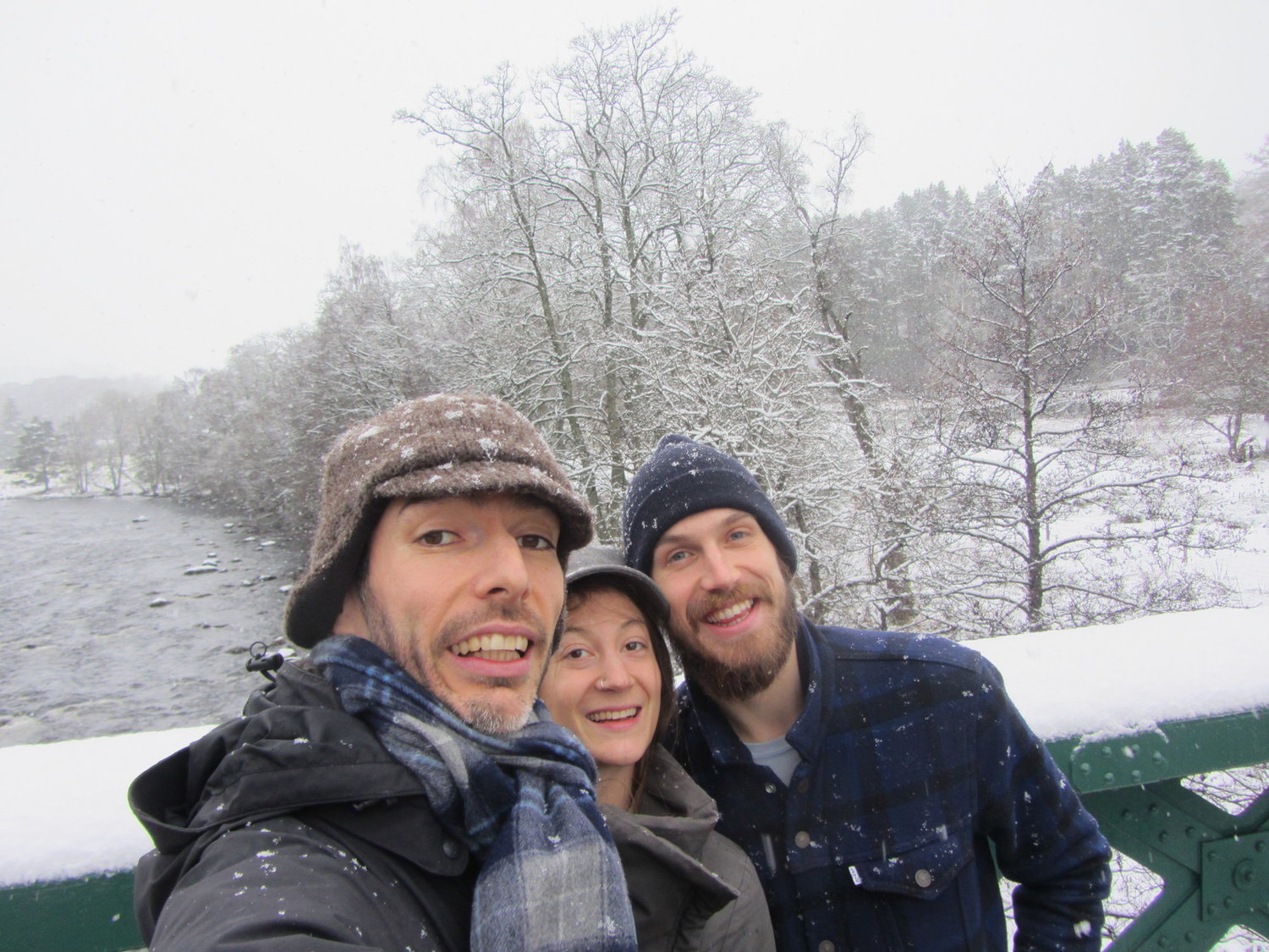 Joan, Solene and John in the snow